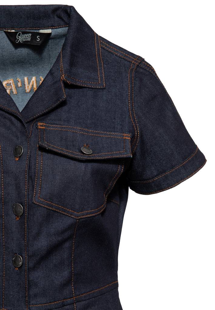 Queen Kerosin Denim Etuikleid «Rock'N'Roll Rebel Queens» Begrenzt auf 3 Tage