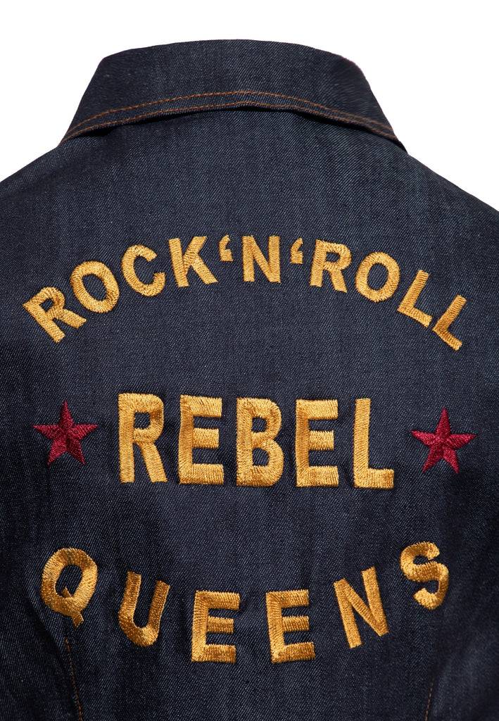 Queen Kerosin Denim Etuikleid «Rock'N'Roll Rebel Queens» Begrenzt auf 3 Tage