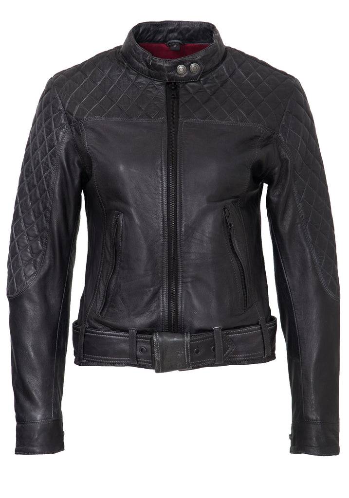 Queen Kerosin Lederjacke mit Kontrastfutter Kostenloser Versand