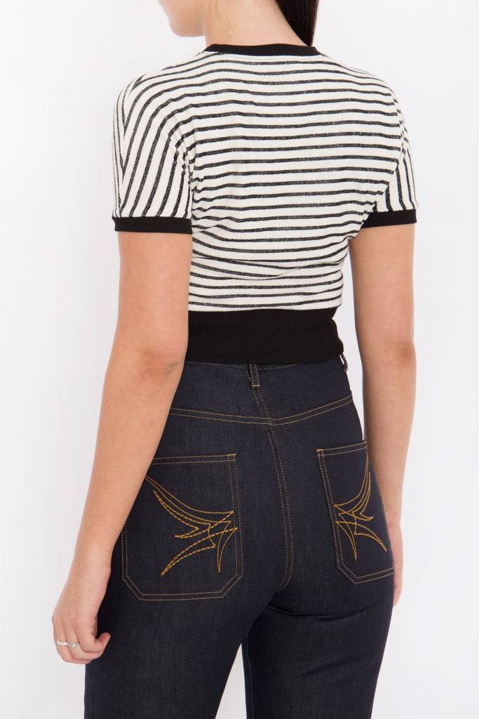 Queen Kerosin Cropped Pullover mit Streifen Fabrikpreis