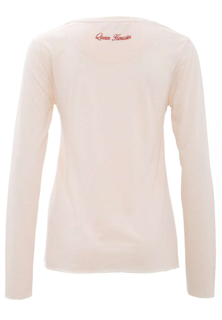 Queen Kerosin Basic Longsleeve mit offenen Abschlüssen und Logo Stickerei Sonderangebot