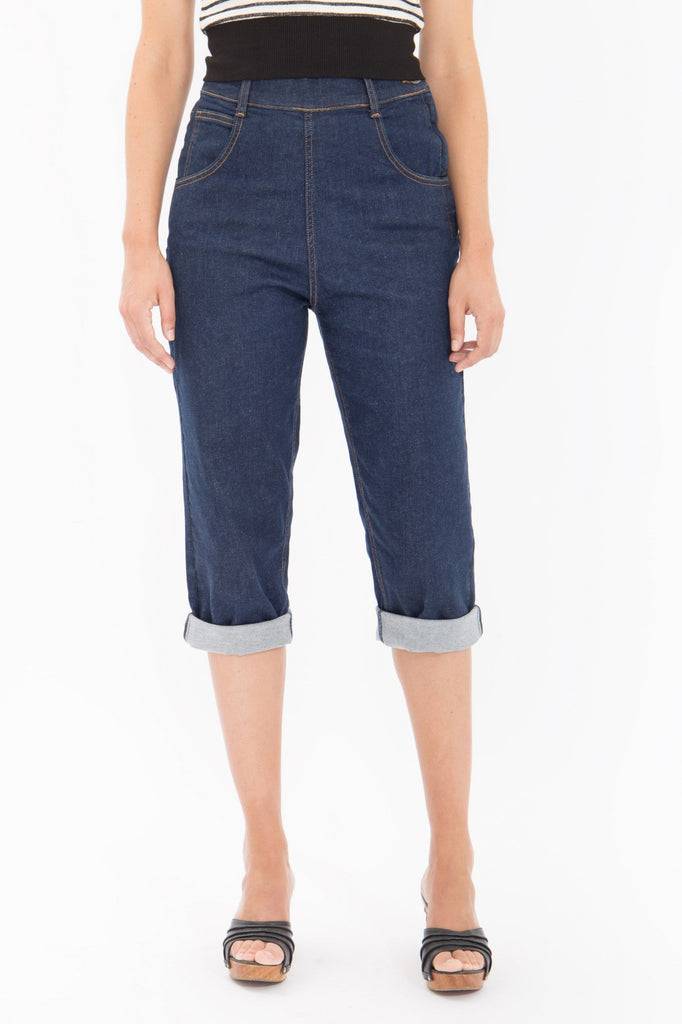 Queen Kerosin High Waist Capri Jeans mit seitlichem Reißverschluss Günstig kaufen