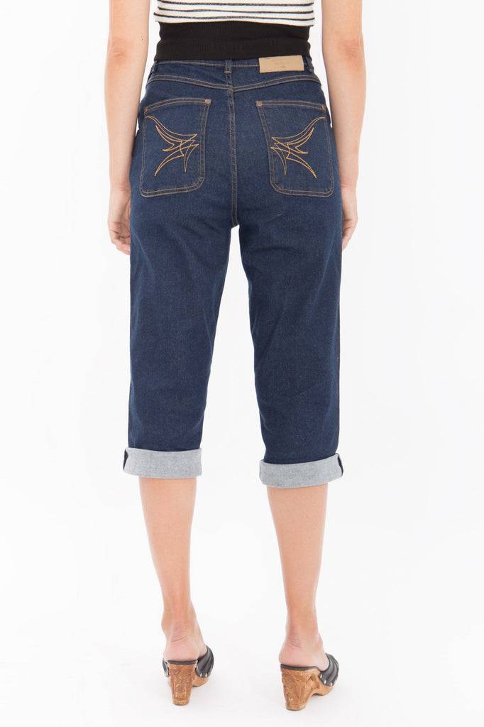 Queen Kerosin High Waist Capri Jeans mit seitlichem Reißverschluss Günstig kaufen
