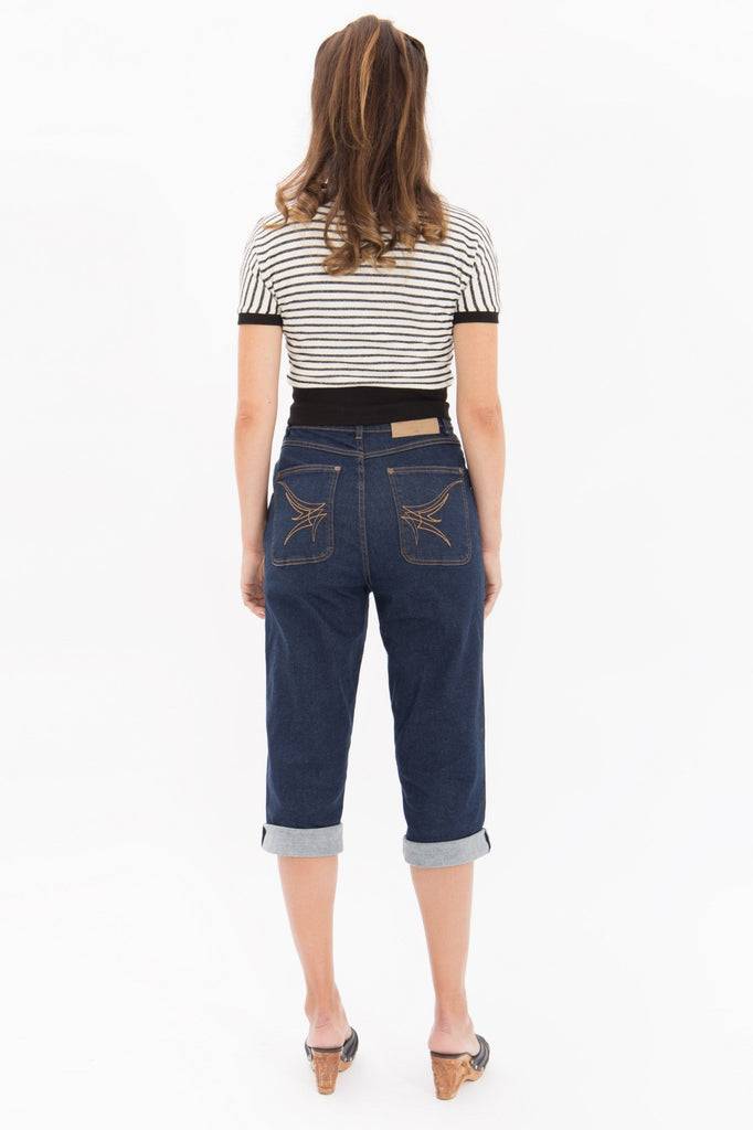 Queen Kerosin High Waist Capri Jeans mit seitlichem Reißverschluss Günstig kaufen