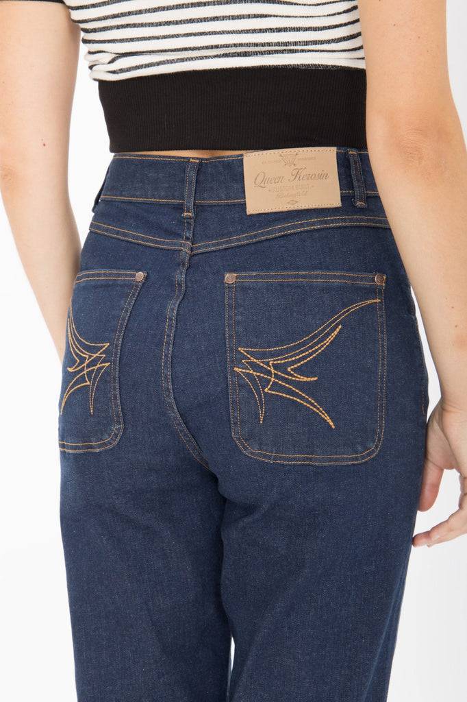 Queen Kerosin High Waist Capri Jeans mit seitlichem Reißverschluss Günstig kaufen