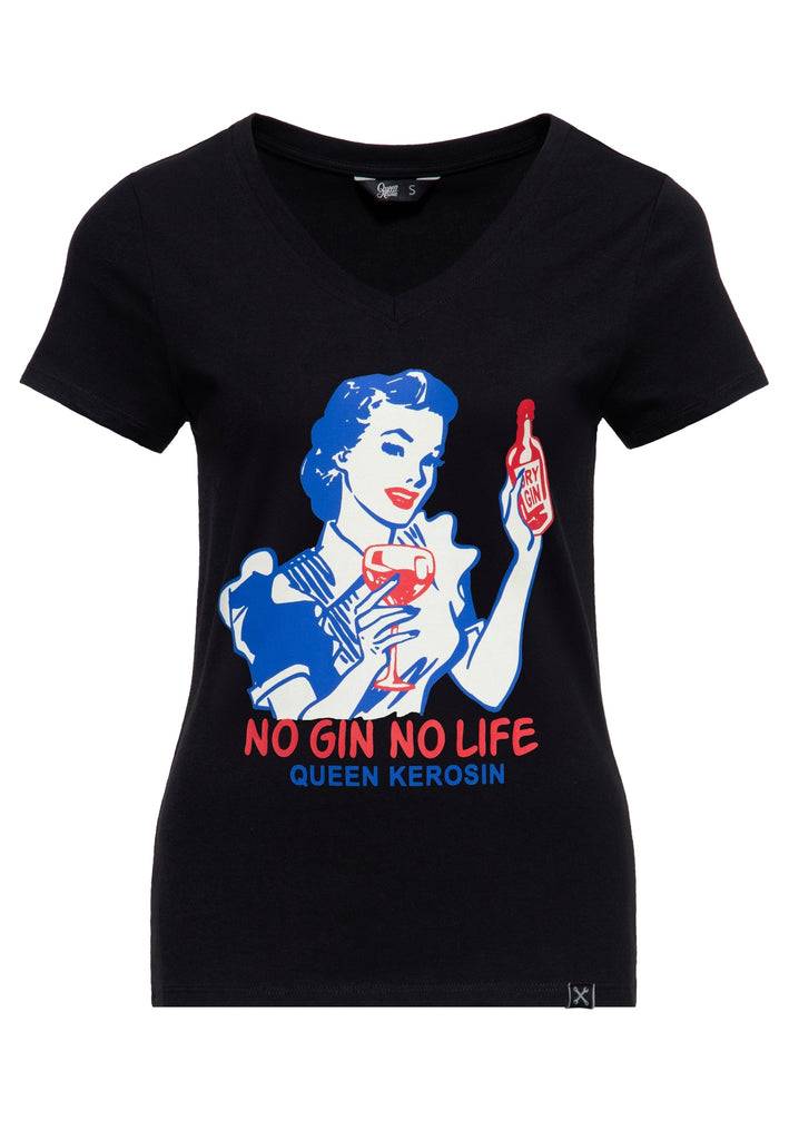 Queen Kerosin T-Shirt «No Gin No Life» Lagerräumung