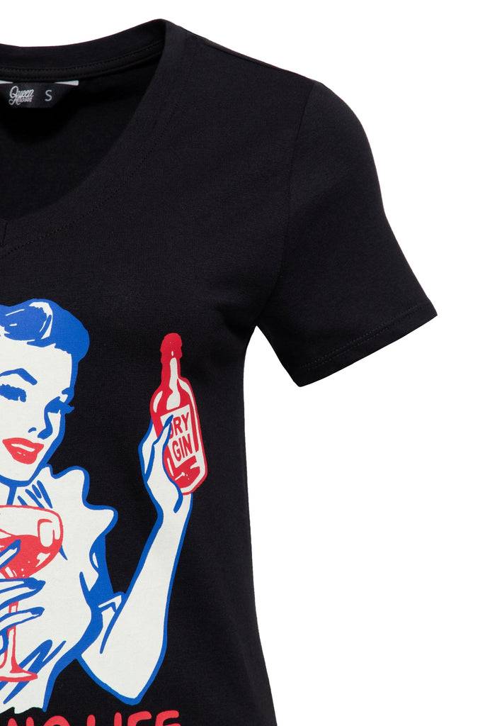 Queen Kerosin T-Shirt «No Gin No Life» Lagerräumung