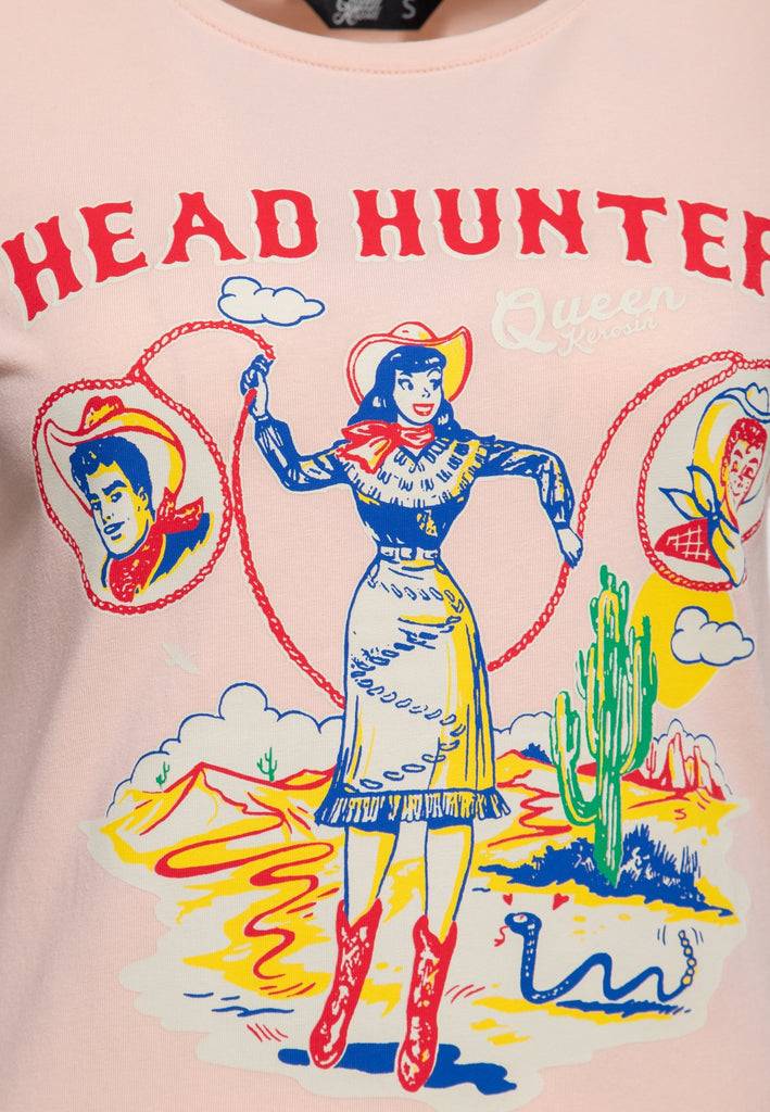 Queen Kerosin Print T-Shirt «Head Hunter» Zeitlich begrenztes Angebot