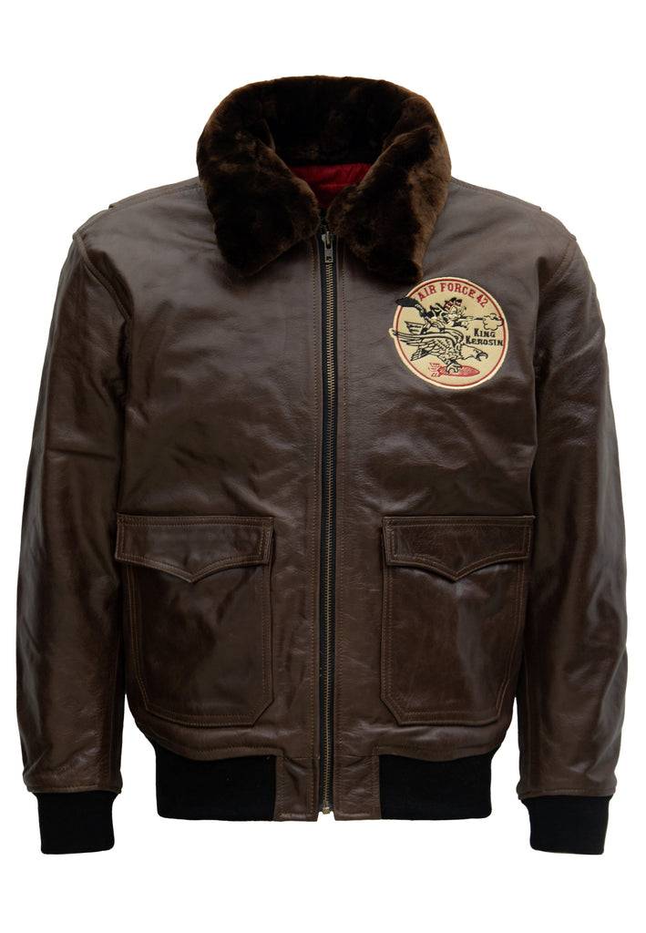 Queen Kerosin Leder Aviator Jacke «Air Force 42» Online Shopping