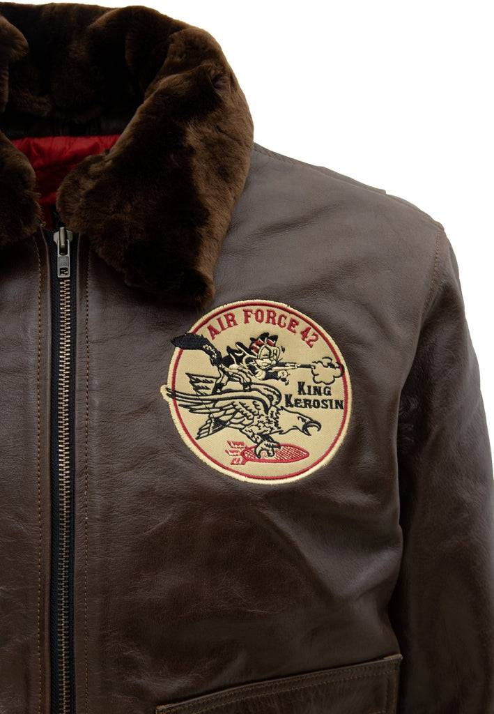 Queen Kerosin Leder Aviator Jacke «Air Force 42» Online Shopping