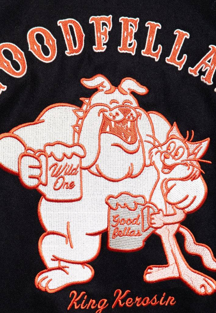 Queen Kerosin Baseball Leder Jacke «Goodfellas Beer» Cyber Monday