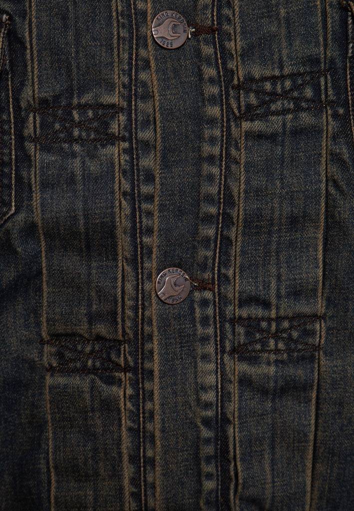 Queen Kerosin Denim Weste Stickerei «Motor State» Online Outlet
