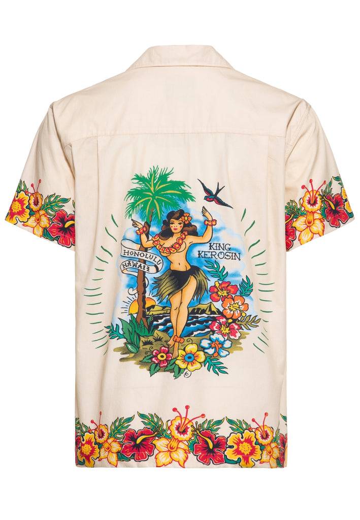 Queen Kerosin Hawaiihemd aus Bio-Baumwolle «Honolulu Hawaii» Saisonale Angebote