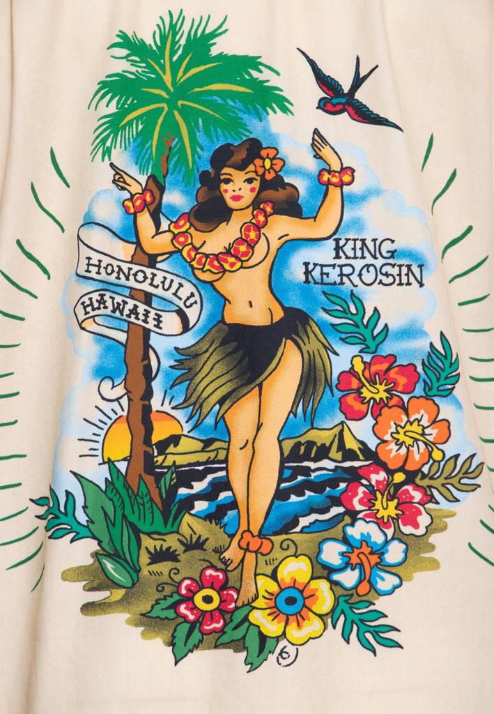 Queen Kerosin Hawaiihemd aus Bio-Baumwolle «Honolulu Hawaii» Saisonale Angebote