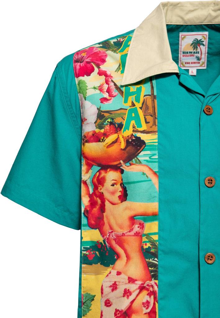 Queen Kerosin Panel Hemd «Pin-Up Hawaii» VIP-Rabatte