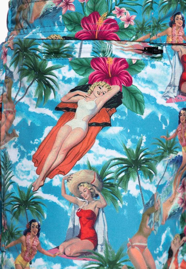 Queen Kerosin Badeshorts «Tropical Hawaiian» Kostenlose Rückgabe