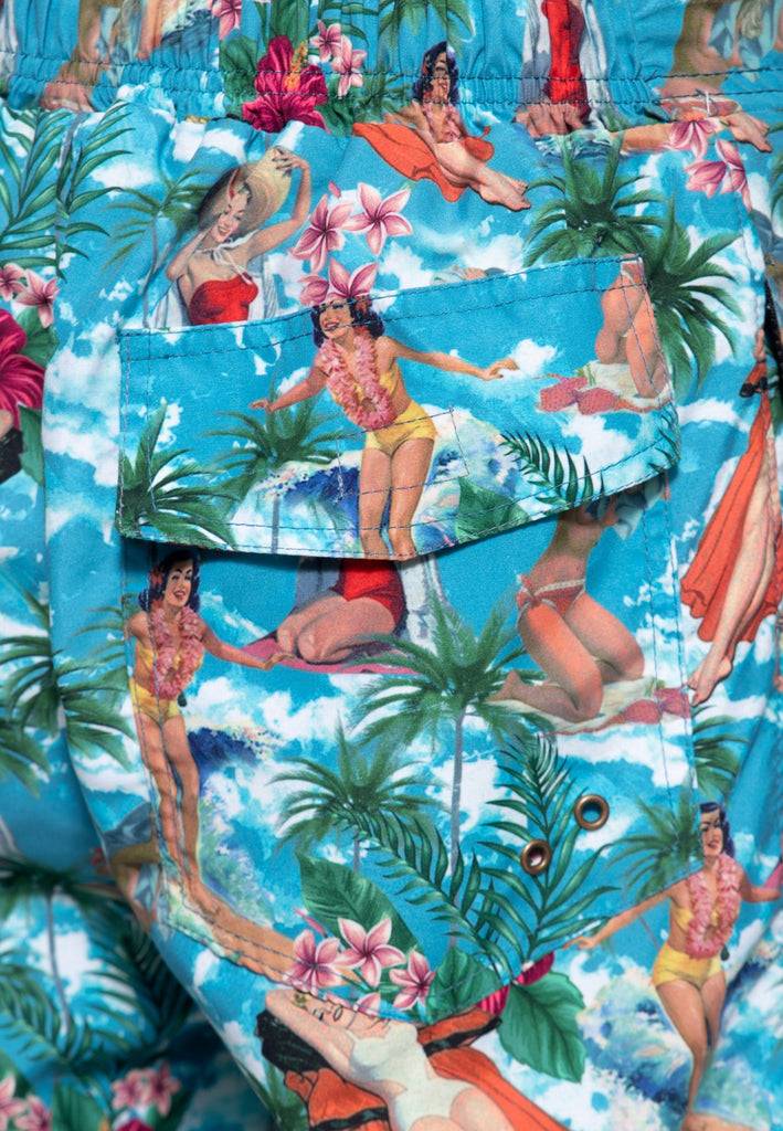 Queen Kerosin Badeshorts «Tropical Hawaiian» Kostenlose Rückgabe
