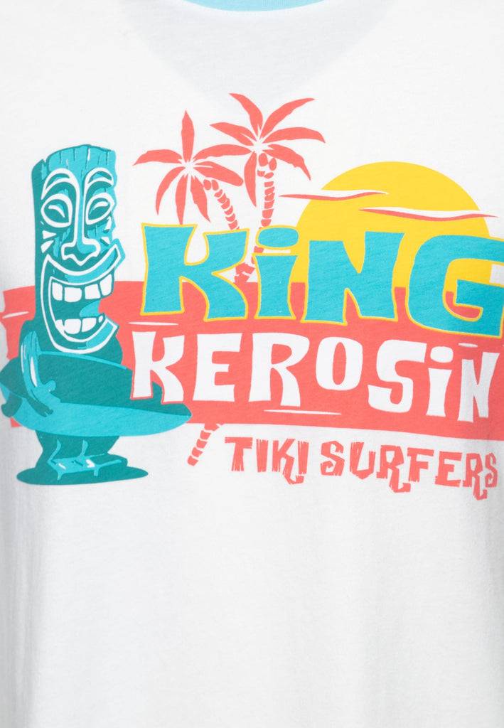 Queen Kerosin Contrast T-Shirt «Tiki Surfers» Bis zu 65% Rabatt