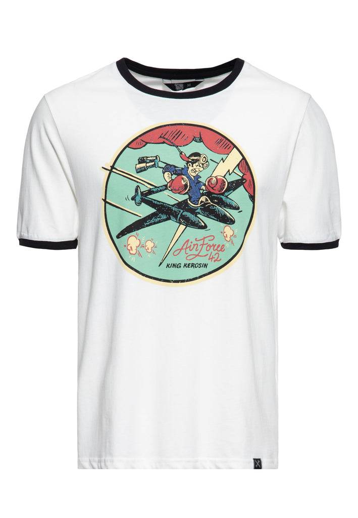 Queen Kerosin Contrast T-Shirt «Airforce 42»