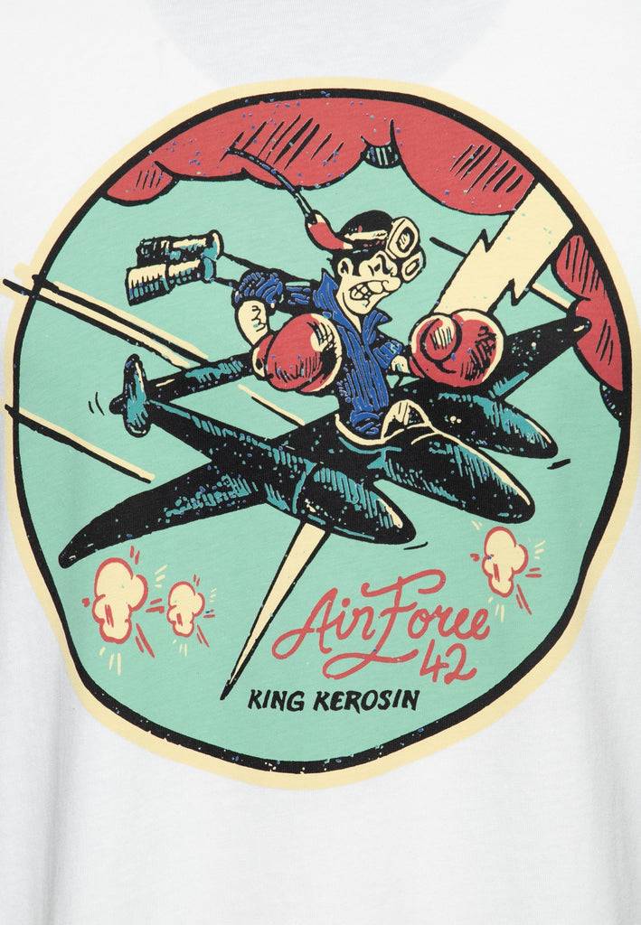 Queen Kerosin Contrast T-Shirt «Airforce 42» Nur für heute