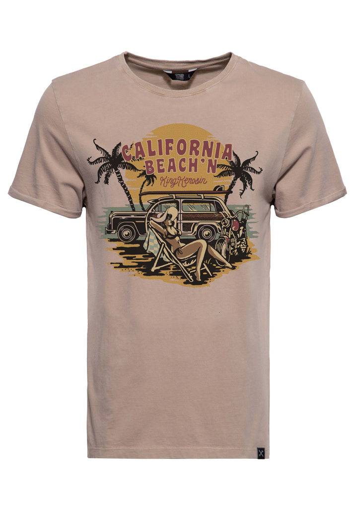 Queen Kerosin Acid Wash T-Shirt «California Beach'n» Auslauf