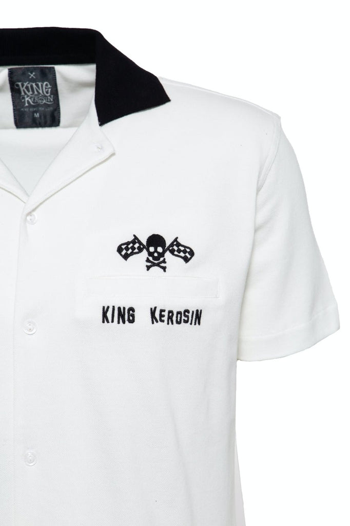 Queen Kerosin Kurzarm-Hemd im Bowling Style mit Kontrastkragen Vatertagsangebot