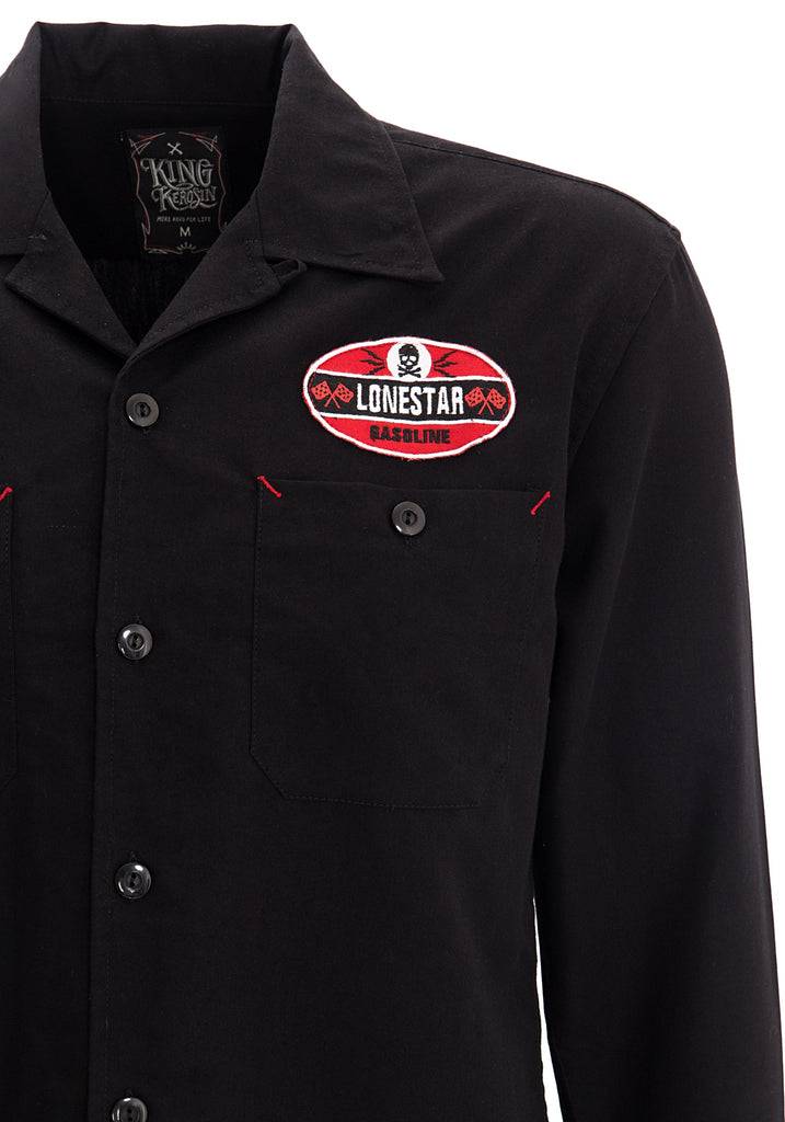 Queen Kerosin Hemd im Workwear mit Print im Rücken «Kustom & Garage» Heißer Verkauf