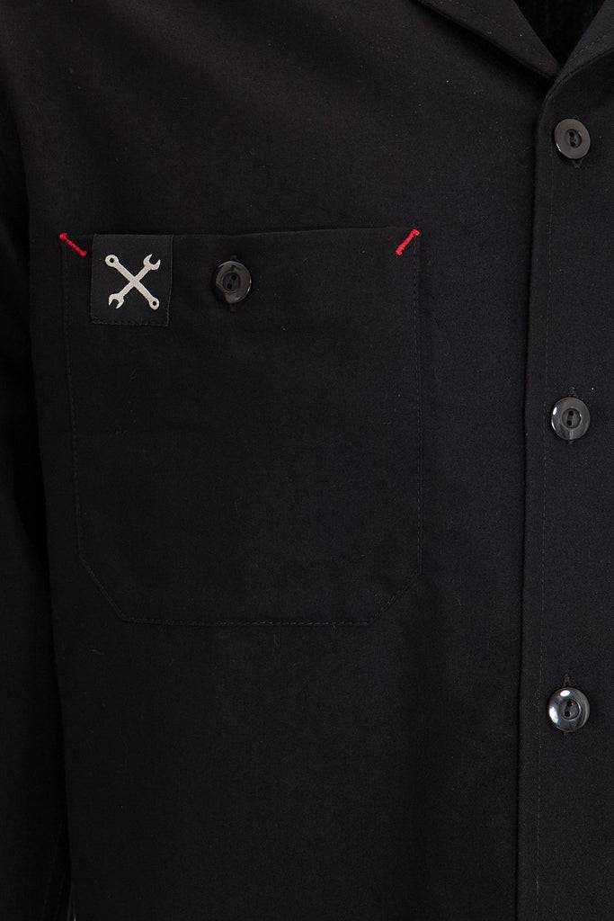 Queen Kerosin Hemd im Workwear mit Print im Rücken «Kustom & Garage» Heißer Verkauf