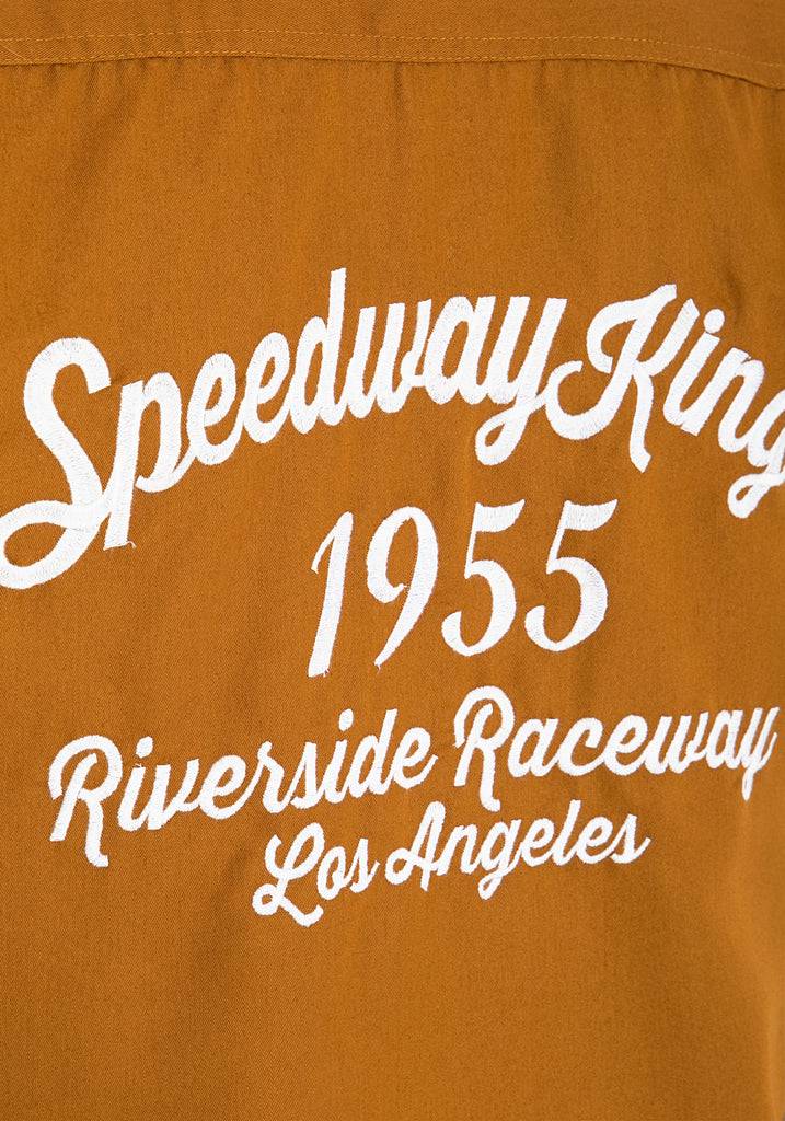 Queen Kerosin Kurzarmhemd mit Rückenstickerei «Speedway Kings» Top Angebot