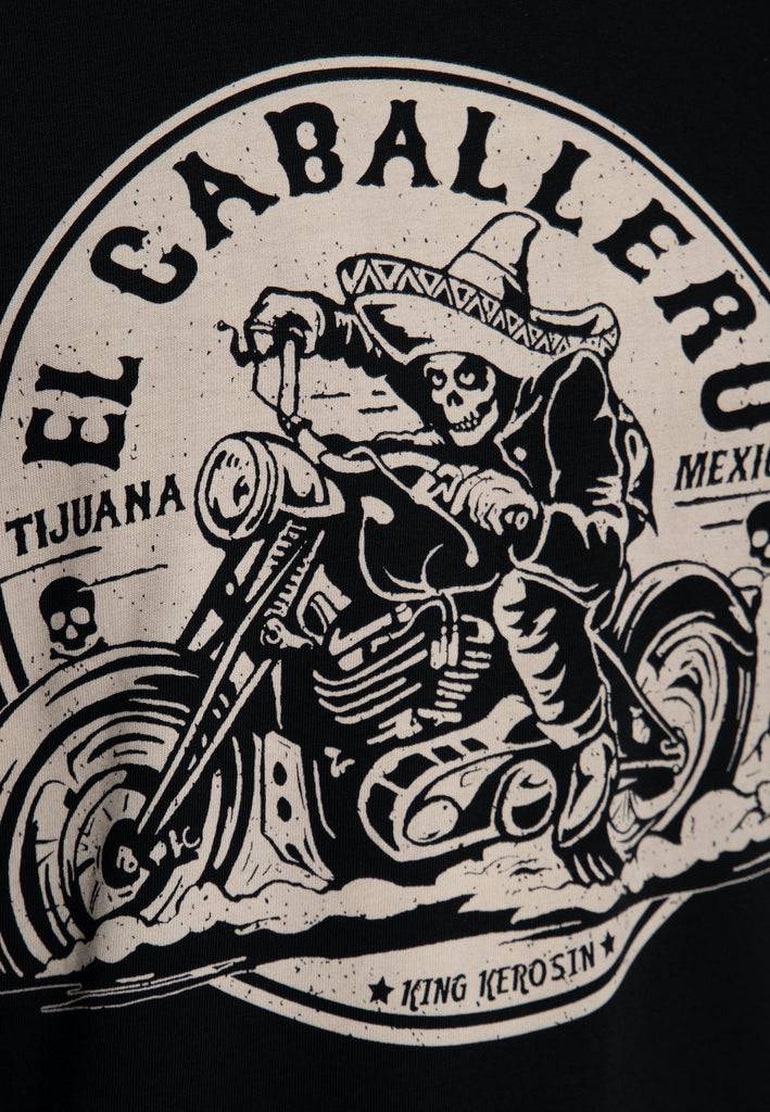 Queen Kerosin T-Shirt mit Front Print «El Caballero» Online Outlet