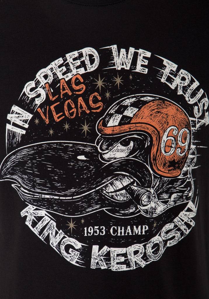 Queen Kerosin T-Shirt mit Front Print «In Speed we trust» Exklusive Angebote