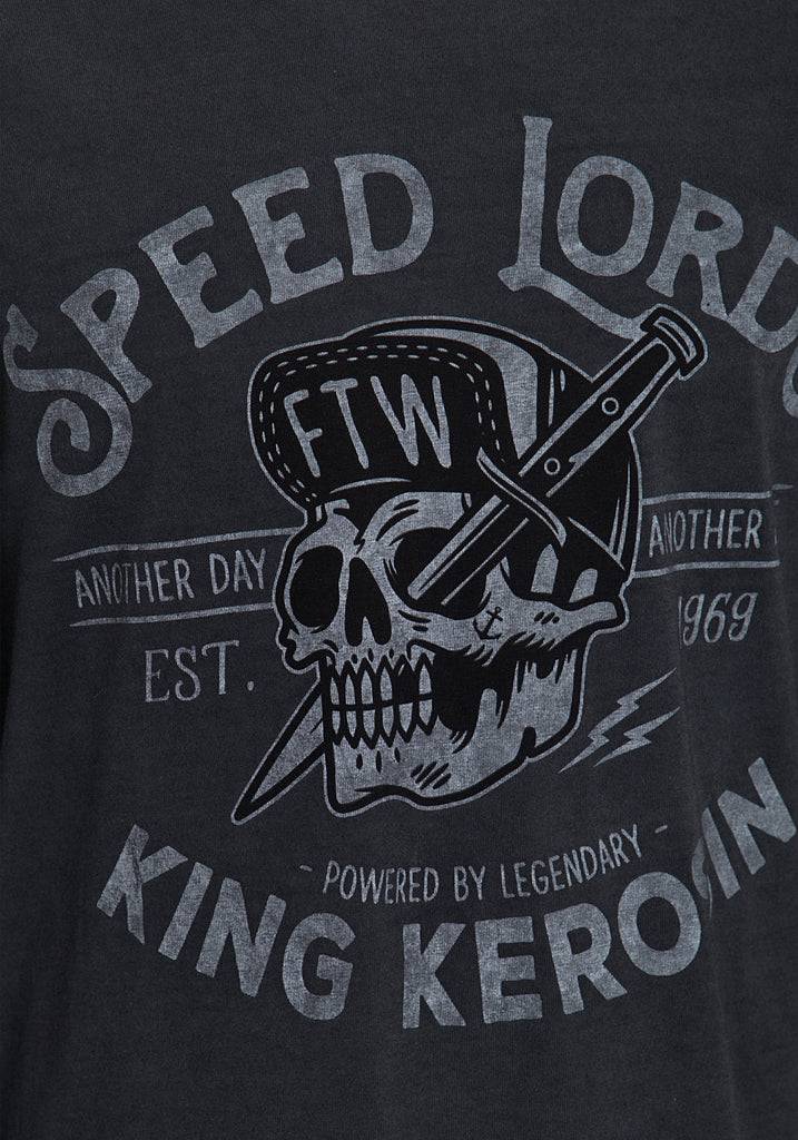 Queen Kerosin Langarm Shirt mit Front- und Ärmeldruck «Speed Lords» Große Rabatte
