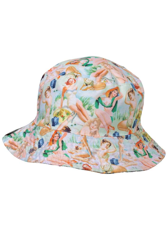 Queen Kerosin Bucket Hat «Floral & Pin-Ups» Saisonale Angebote