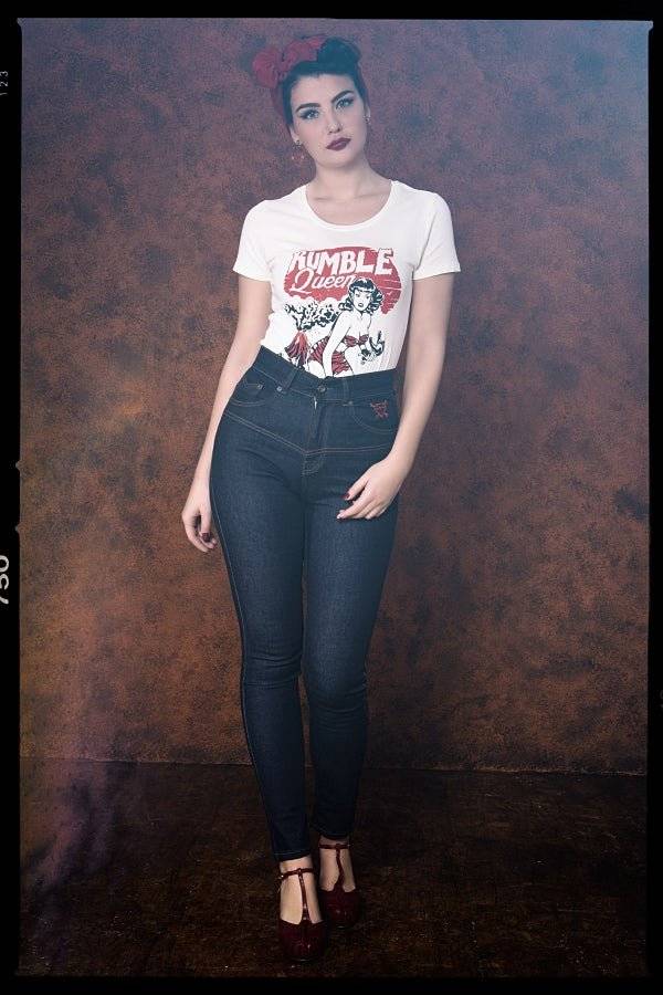 Queen Kerosin T-Shirt im Vintage Look «Rumble Queen» Super Sparpreis
