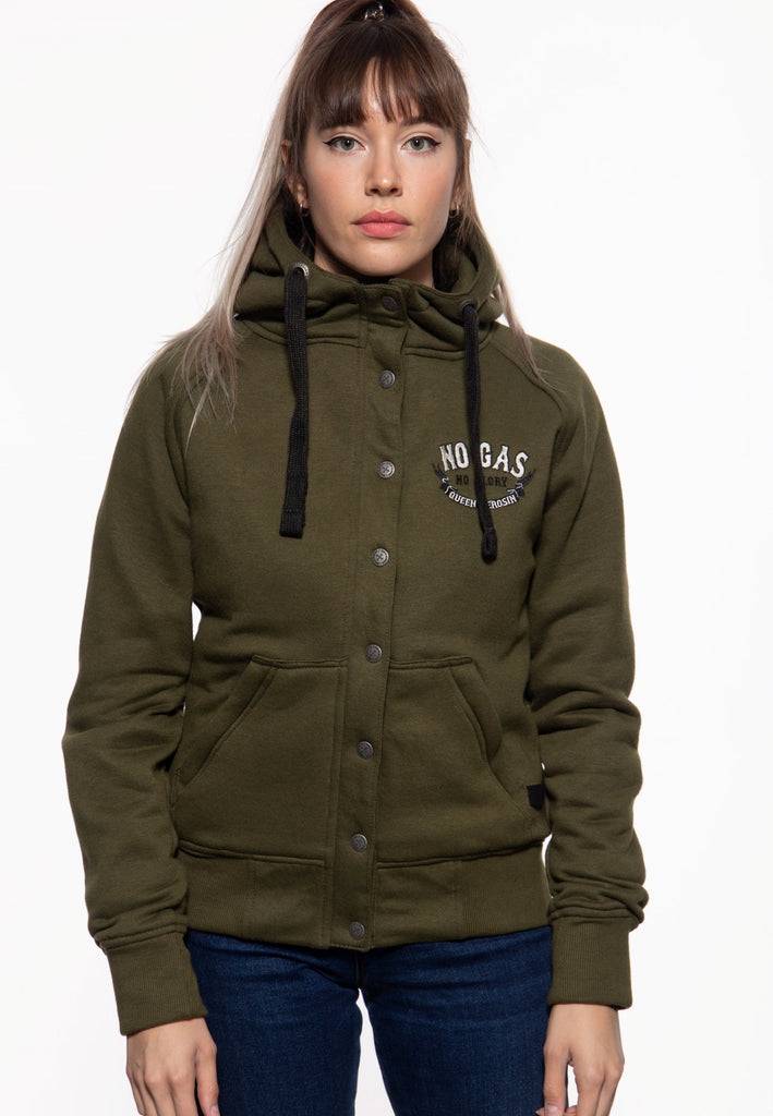 Queen Kerosin Sweatjacke mit Kapuze «No Gas No Glory» Zeitbegrenzte Promotion