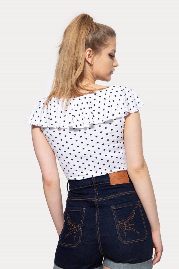 Queen Kerosin Volant Top mit Polka Dots Speichern exportieren
