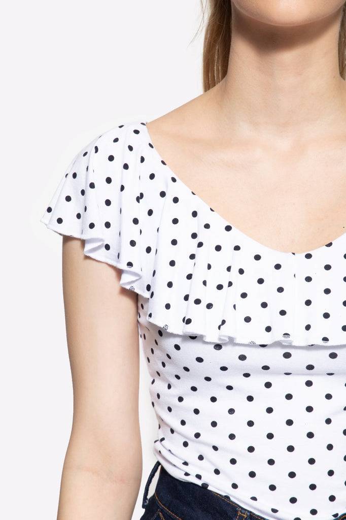 Queen Kerosin Volant Top mit Polka Dots Speichern exportieren