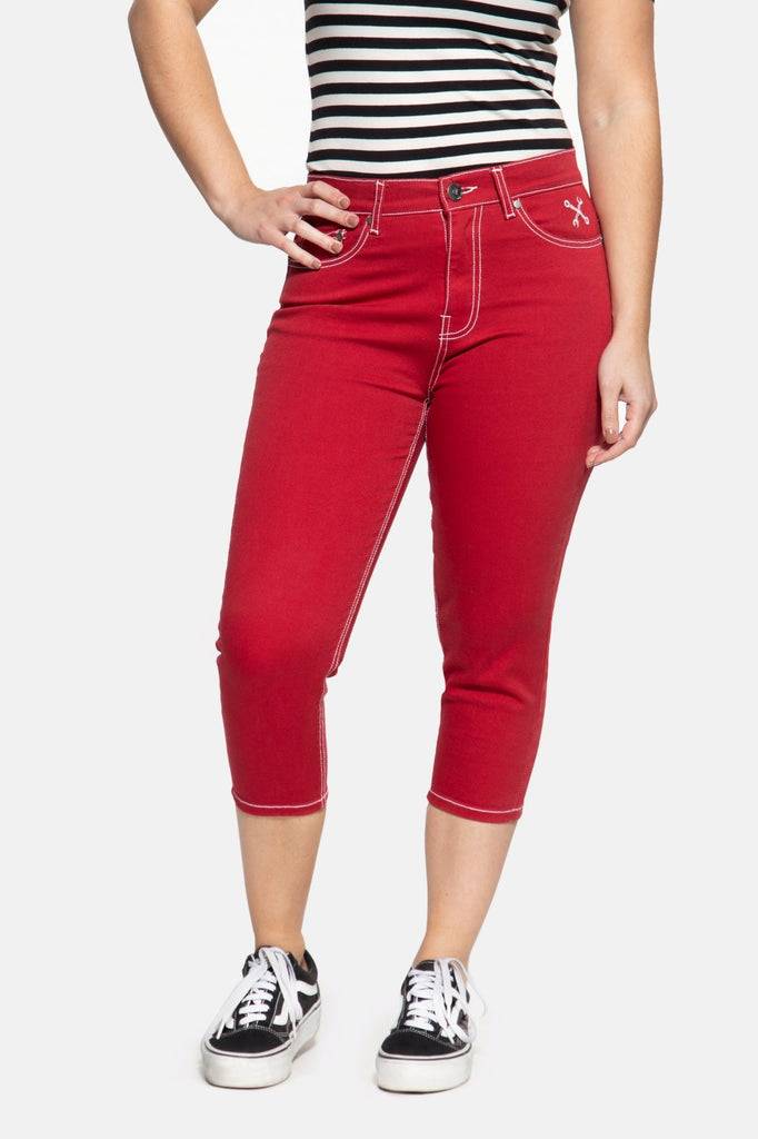 Queen Kerosin High Waist Slim Fit Capri Jeans «Betty»