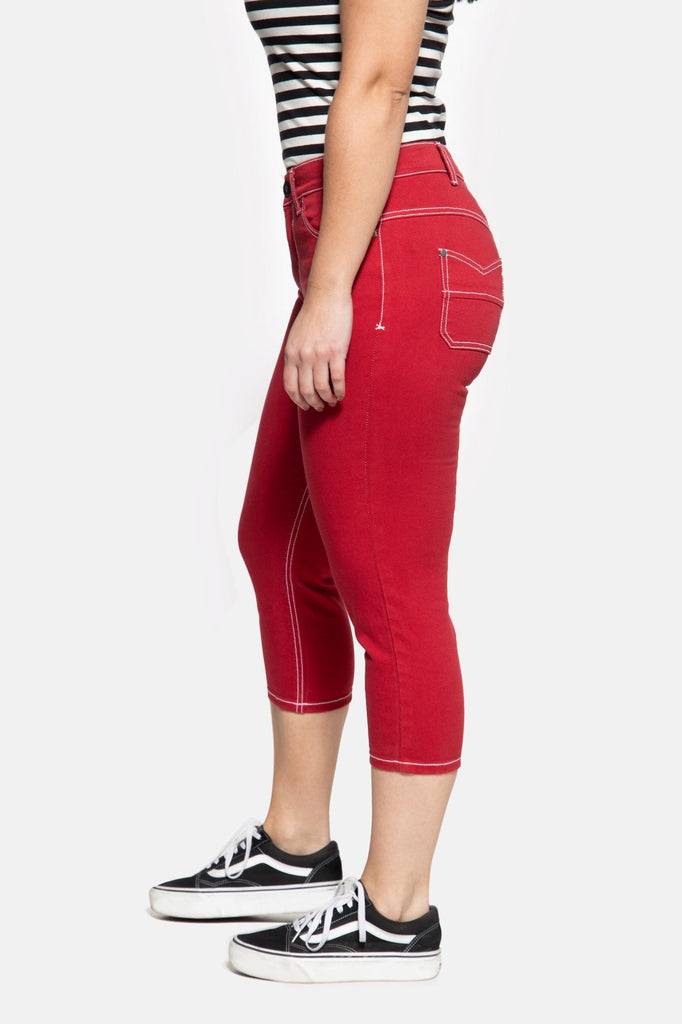 Queen Kerosin High Waist Slim Fit Capri Jeans «Betty» Im Verkauf