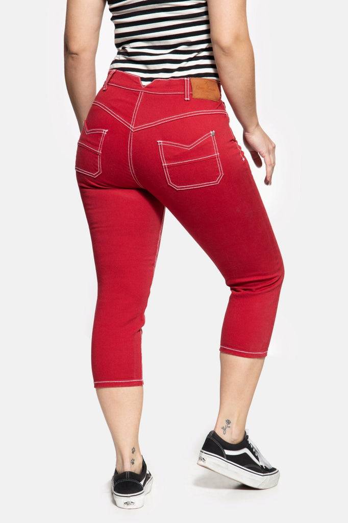 Queen Kerosin High Waist Slim Fit Capri Jeans «Betty» Im Verkauf