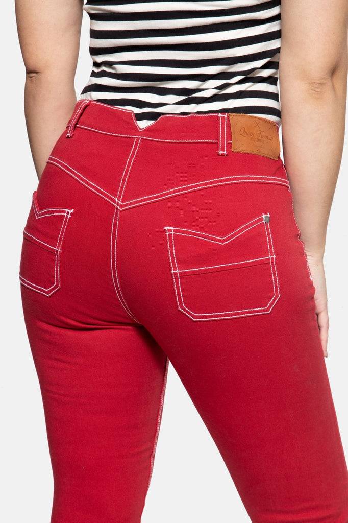 Queen Kerosin High Waist Slim Fit Capri Jeans «Betty» Im Verkauf