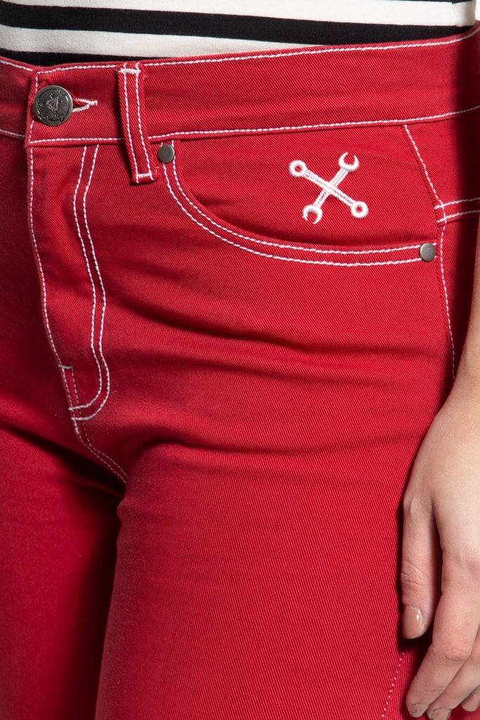 Queen Kerosin High Waist Slim Fit Capri Jeans «Betty» Im Verkauf