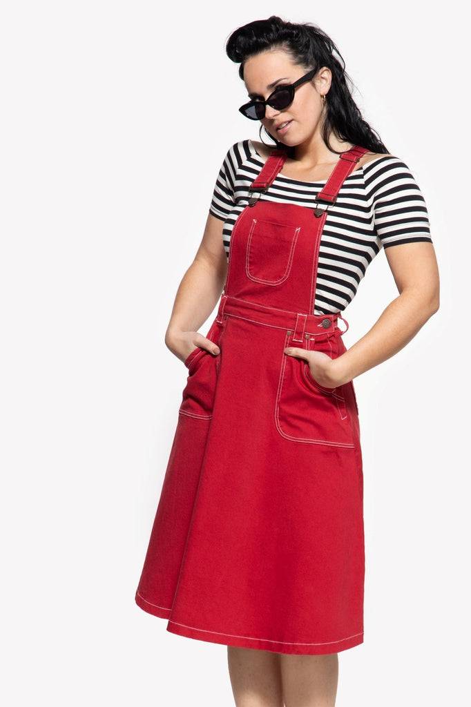 Queen Kerosin 50s Worker Denim Latz-Rock im Angebot