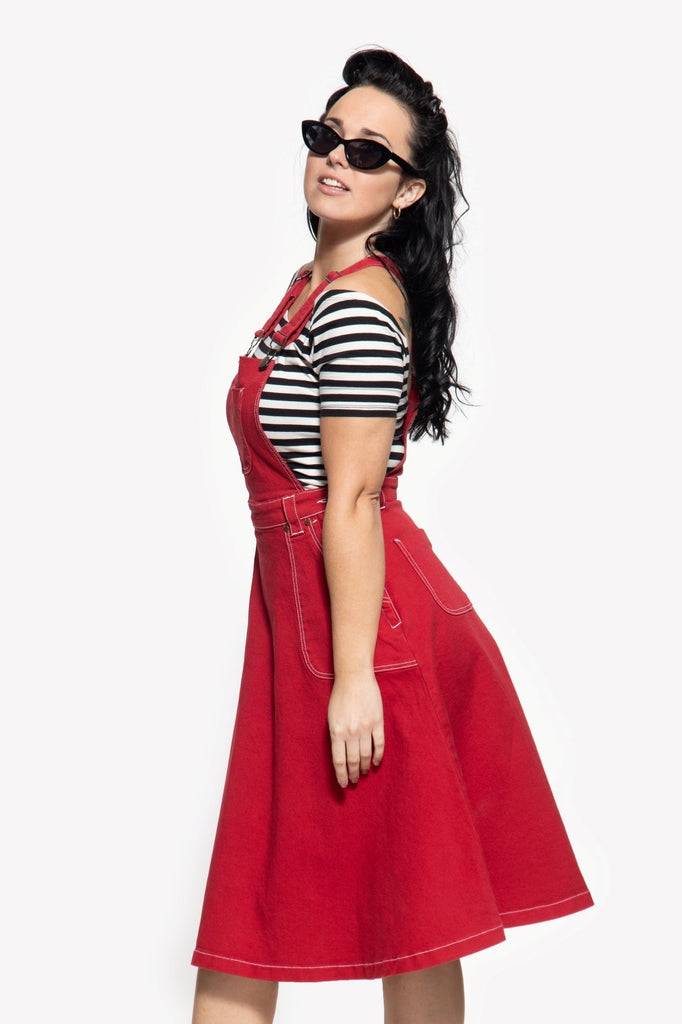 Queen Kerosin 50s Worker Denim Latz-Rock im Angebot