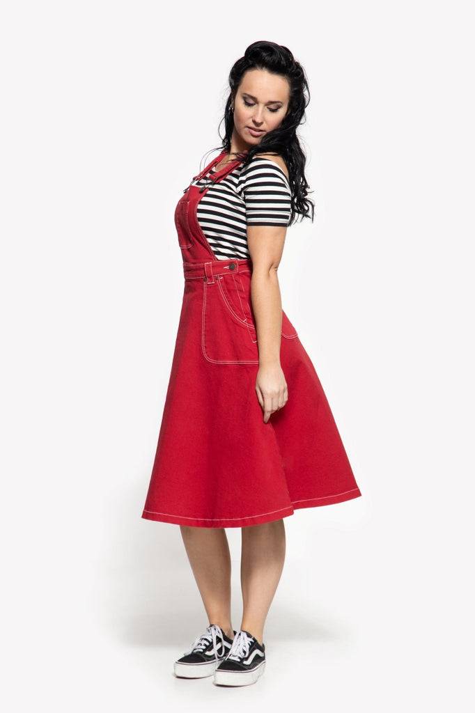 Queen Kerosin 50s Worker Denim Latz-Rock im Angebot