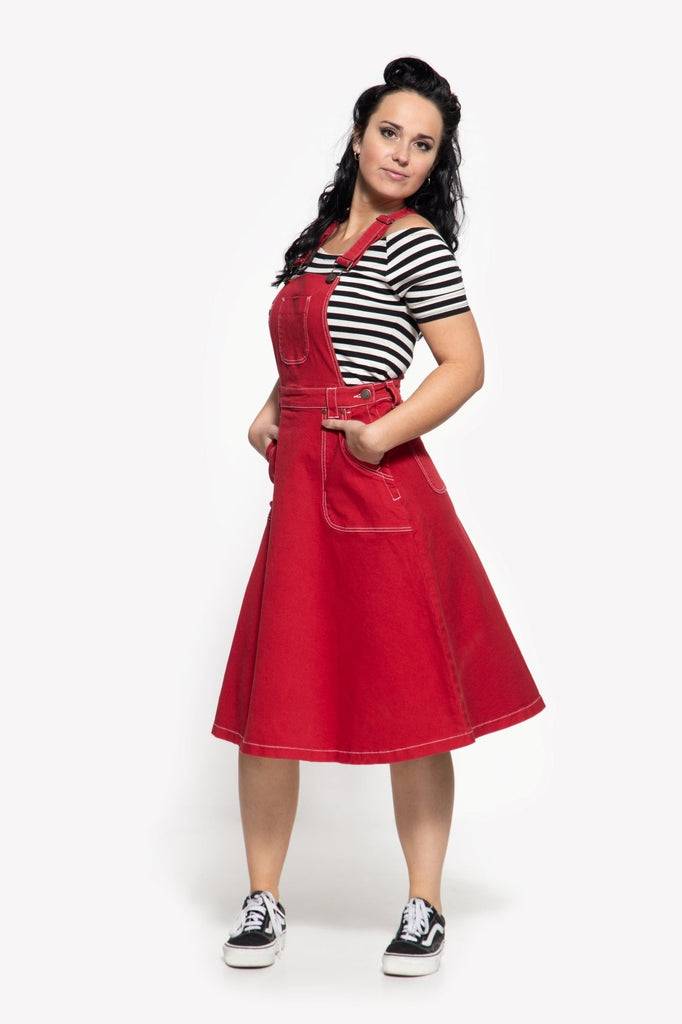 Queen Kerosin 50s Worker Denim Latz-Rock im Angebot