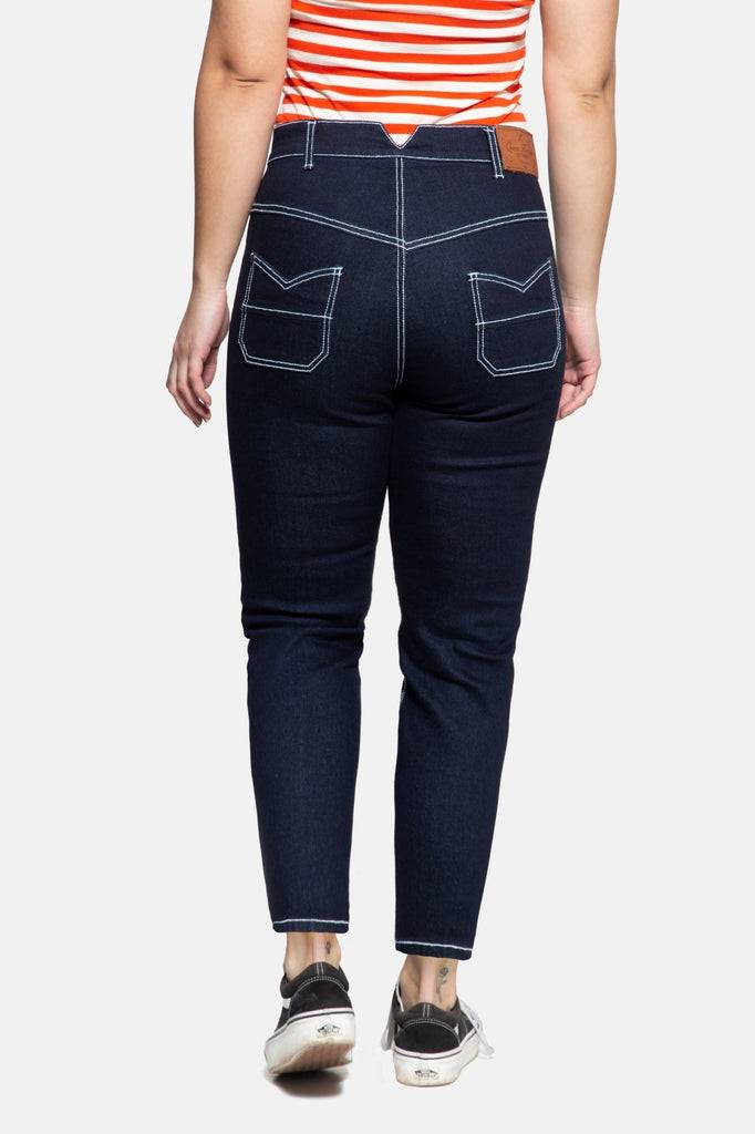 Queen Kerosin High Waist Slim Fit Jeans «Betty» Günstig kaufen