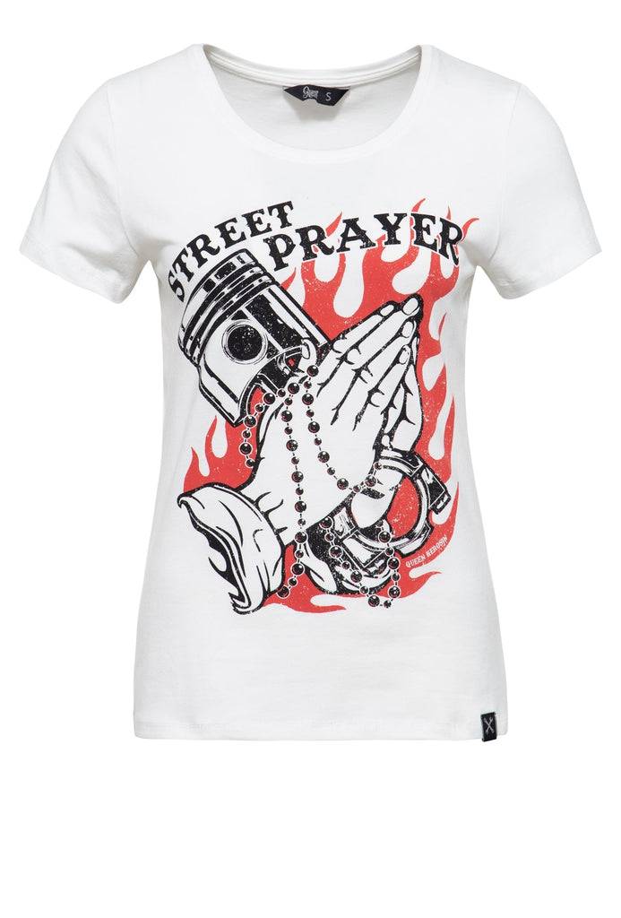 Queen Kerosin T-Shirt mit Frontprint «Street Prayer» Großer Ausverkauf