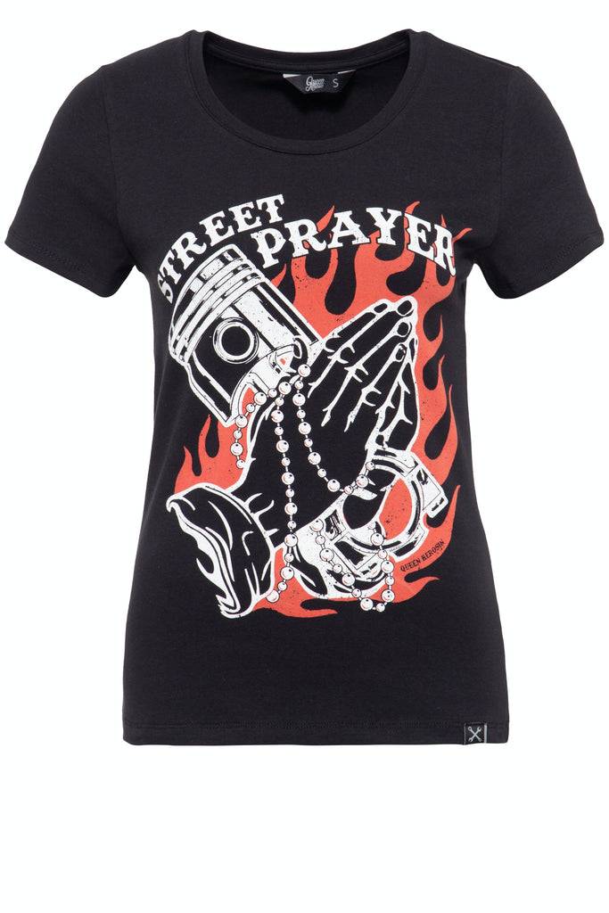 Queen Kerosin T-Shirt mit Frontprint «Street Prayer» Großer Ausverkauf