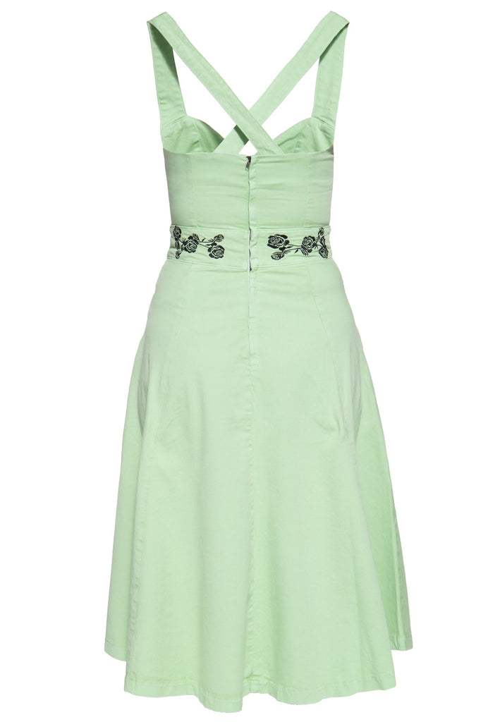 Queen Kerosin Vintage Swing-Kleid mit floraler Stickerei Saisonschlussverkauf